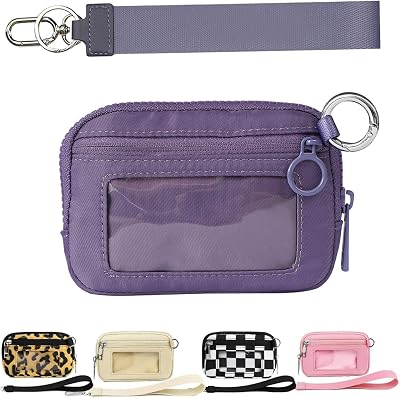 The Iris Wallet 2nd Gen, The Iris Pouch Wristlet Zip Card Case With ID Window, WomenS Waterproof Nylon Keychain Wallet Purple