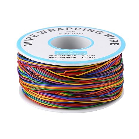 P/N B-30-1000 280M 30AWG 8-Wire Colored Insulation Test Wrapping CableWire Cable Wrapping Wire Tin Plated Copper Cable