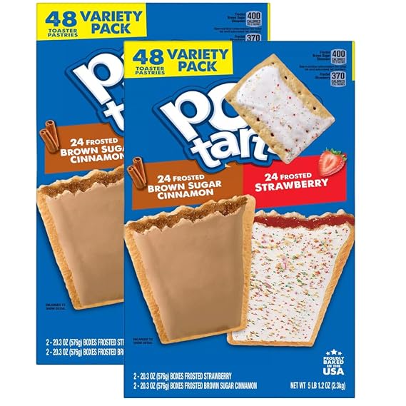 Strawberry and Brown Sugar cinnamon Toaster Pastries Variety Pack, Breakfast Snacks, 48ct (2 Pack)