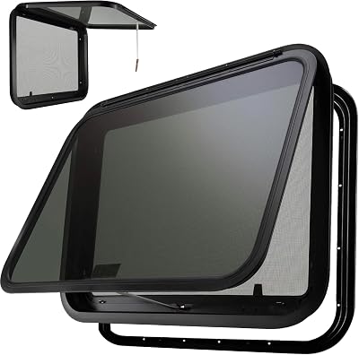 ProFlex RV Emergency Exit Window 30 W X 22 H Heavy Duty Ultra Thick Tempered Glass, RV Camper Windows Replacement with Trim for 1-34 Wall Thickness Easy Installation, DOT Certified