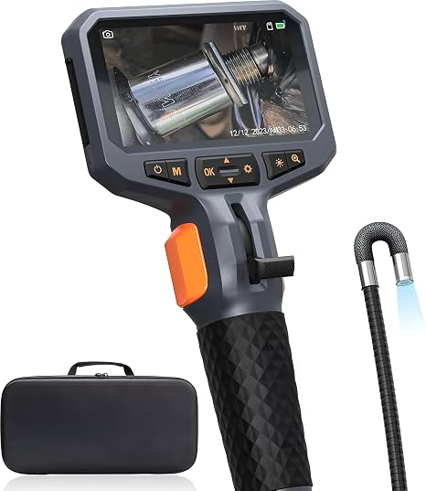 Articulating Borescope TD450s Articulating Single/Dual Lens Inspection Camera Stainless Steel Tube All-In-One Articulating Inspection Camera That Can Look Around Corners(2*len-8.5mm-1.55m)