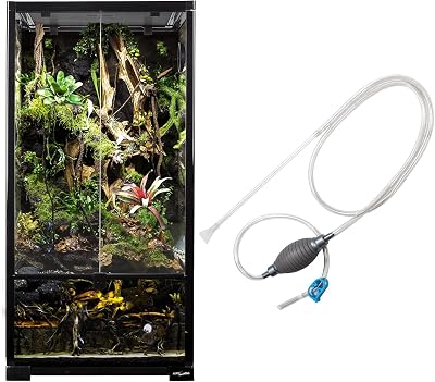 REPTI ZOO 50 Gallon Glass Terrarium Tank, Knock-Down Paludarium Large Terrarium 18x18 x 36, Bio Deep Base 10, Double Hinge Door, Siphon Gravel Cleaner Set Included