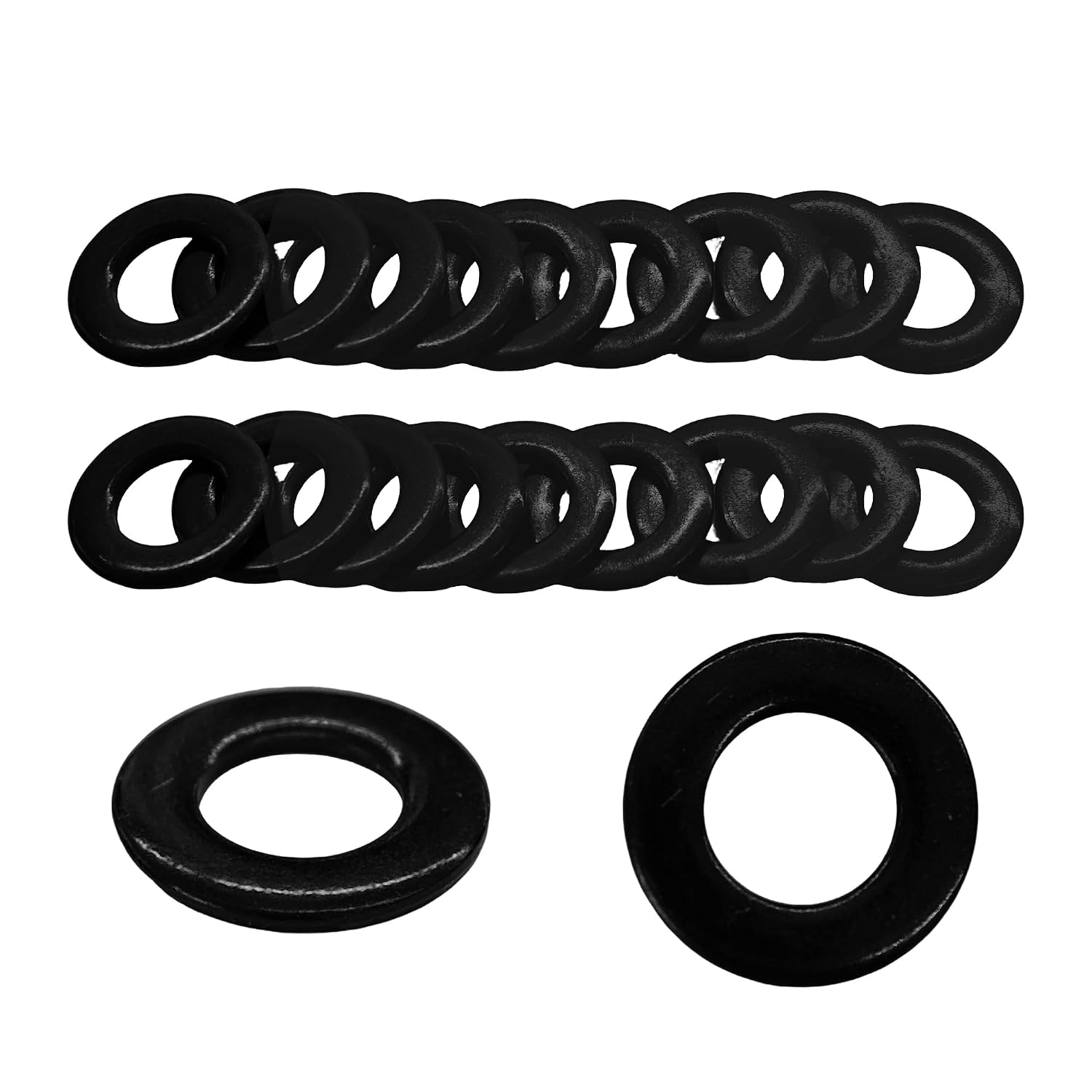 20Pcs M8 Flat Washers, Black Stainless Steel Sealing Rings, ID 8mm, OD 16mm, Thickness 1.5mm, Heavy Duty Washers for Home, Factory and DIY Projects