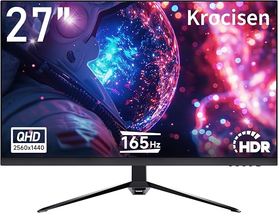 XGaming 27 Inch Monitor - Ultra-Wide QHD 2560x1440, 144Hz 165Hz, 1ms Response Time, FreeSync, 100% sRGB, HDMI/DP PC Gaming Display, Built-in Speakers& RGB Lights, VESA Mount