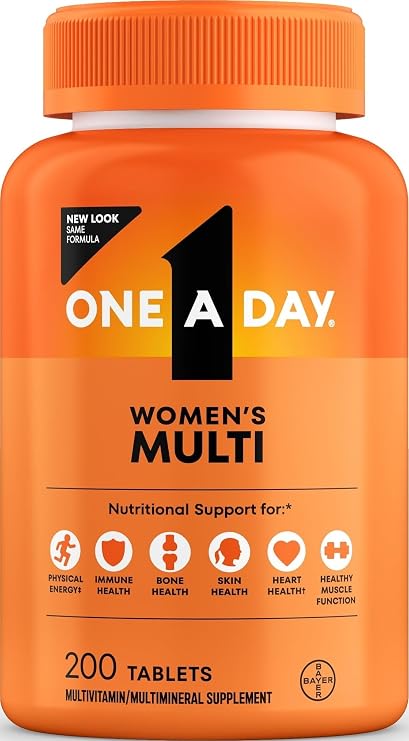 One A Day Multivitamin for Women- Daily Vitamins for Woman with Biotin, Calcium, Folic Acid, Iron & Zinc, Complete Womens Vitamins, 200 Ct (Packaging May Vary)