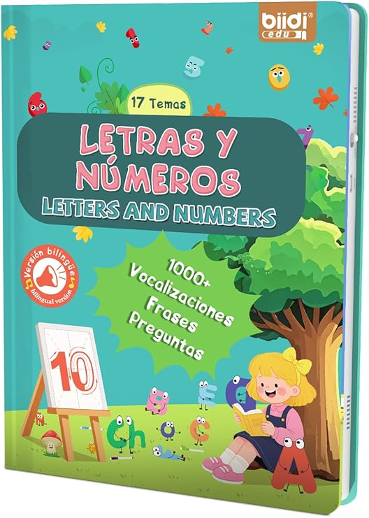 English Spanish Bilingual Interactive Sound Book Educational Toys Kids 2-6 | Libros en Espanol para Ninos 1000+ Sounds 17 Topics ABC 123 Facts Preschool Talking Audio Book Birthday Xmas Gift Boy Girl 2+