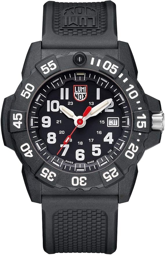 Luminox Navy Seal Mens Watch Black Dial (XS.3501/3500 Series): 200 Meter Water Resistant + Light Weight Carbon Case and Band + Constant Night Visibility
