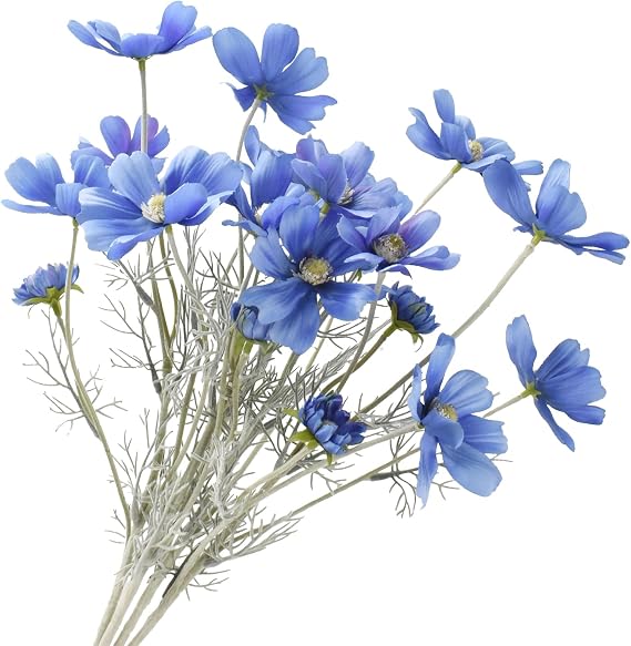 4PCS Artificial Wild Flower 23.6inch Dark Blue Faux Silk Home Decor