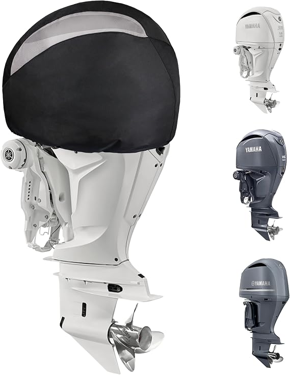 Outboard Motor Cover for Yamaha V6 4.2L F300/F250/F225 V6 4.3L F350B Outboard Engine Cover 600D Oxford Marine Fabric, Heavy-Duty Windproof Boat Engine Cover Waterproof Fade-Resistant Cowling Cover