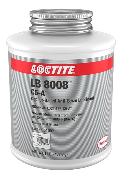 Loctite 51007 Copper LB 8008 C5-A Anti-Seize Lubricant,20 Degree F Lower Temperature Rating to 1800 Degree F Upper Temperature Rating, 1 lb. Brush Top Can
