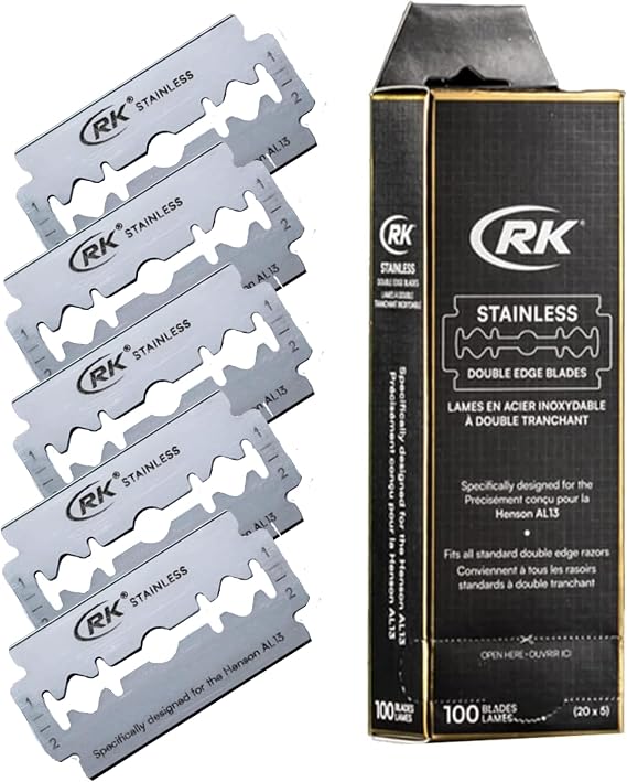 HENSON SHAVING RK Stainless Steel Razor Replacement Blades for AL13, Pack of 100