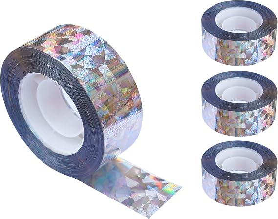 4 Pack Bird Reflective Scare Tapes, 1048ft Dual-Sided Pigeon Scare Tapes