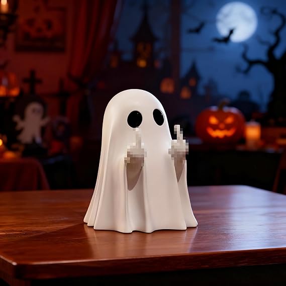 Halloween Ghost Figurine - Spooky Resin Ghost Statue, Funny Cute Ghost Ornaments for Halloween Decorations, Porch and Indoor Home Office Desk Decor, Christmas,New Years Gifts