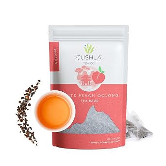 Whole Leaf White Peach Wuyi Oolong Tea Bags - No Artificial Ingredients Makes 40 Cups