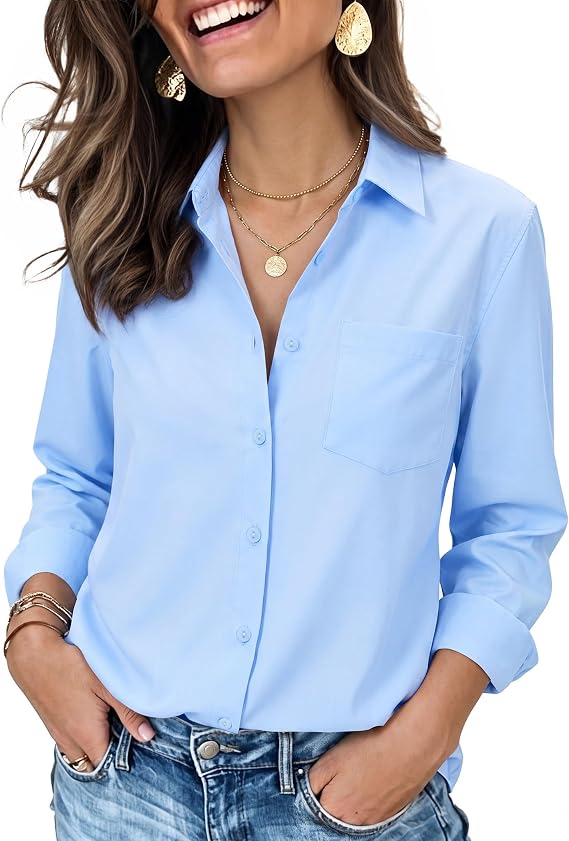 siliteelon Soft Wrinkle Free Button Down Shirts for Women Work Blouses
