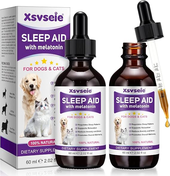 Natural Melatonin Drops for Dogs & Cats | 60 ml Herbal Blend with Valerian & Chamomile | Supports Calmness, Normal Sleep Patterns & Everyday Comfort (2)