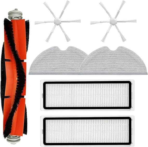 Replacement Parts Spare for Xiaomi Mi Robot Vacuum-Mop 2C STYTJ03ZHM / Mop 1C STYTJ01ZHM / Dreame F9 Robot Vacuum, 1 Main Brush 2 Filter 2 Side Brush 2 Mop Cloths, Accessories Kit Repair Attachments