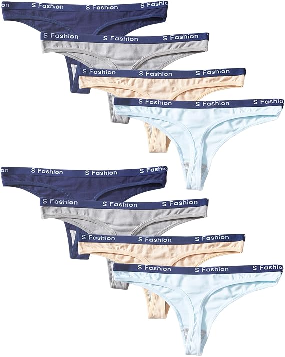 Kiench Teens Underwear Thongs Cotton Junior Girls' Hipster Panties Low Rise 8-Pack