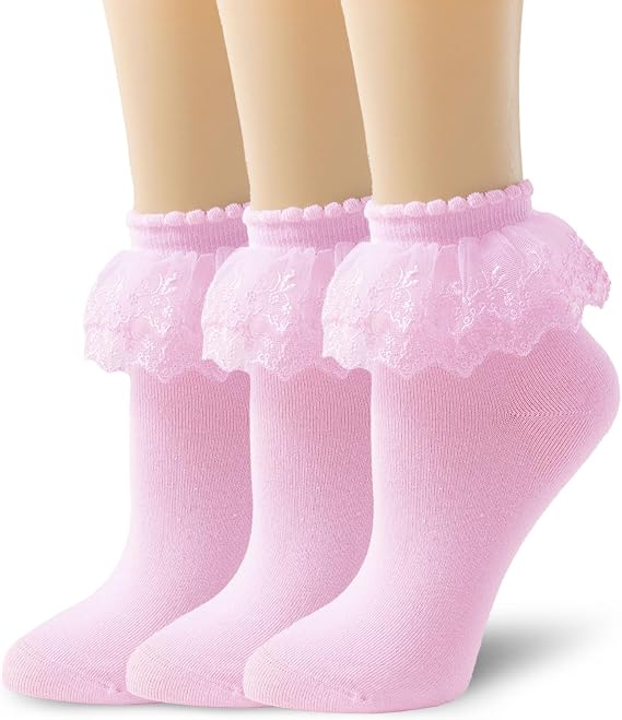 Womens Ruffle Socks Cute Frilly Princess Girl Lace Ankle Socks