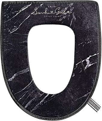 Duoduo Toilet Seat Cover with Zipper, Washable Standard Toilet Lid Cover with Handle, Soft Thicken Warm Cover Pad Cushion for Bathroom, Fits All Elongated Oval Toilet Seats Black