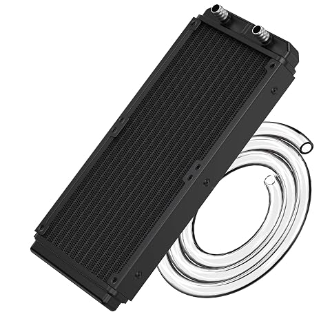 Clyxgs Water Cooling Radiator, 12 Pipe Aluminum Heat Exchanger Radiator with Tube for PC CPU Computer Water Cool System DC12V 240mm