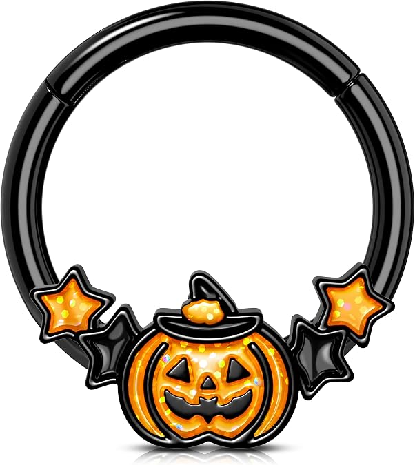Melighting 16G Black Halloween Septum Piercing Jewelry Stainless Steel 316L