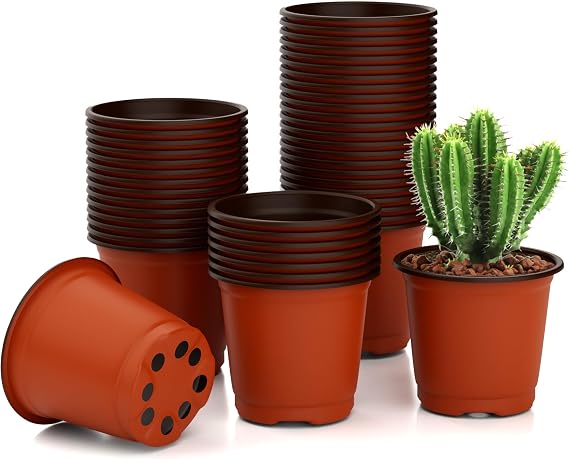 40 PCS Plant Nursery Pots 4 Inch Plant Seedling Pots with Drainage Holes Plastic Plant Flower Pot Small Plastic Seed Starting Pot Starter Containers Office Home Indoor Outdoor