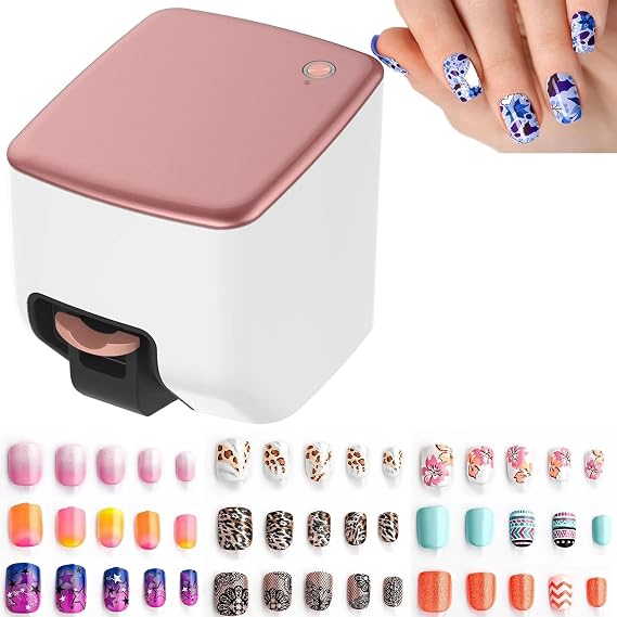 Portable Digital Mobile Nail Art Printer, 3D Smart Automatic Nail Printer Machine, Mini Portable Nail Painting Machine Control Through Free Mobile App, Support WiFi/DIY/Usb