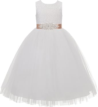 ekidsbridal Floral Lace Heart Cutout Flower Girl Dress Wedding Reception 172R