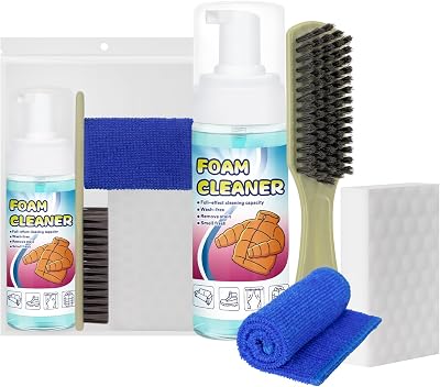 White Shoe Cleaner Kit - Wipes Stains Complete with Brush, Sponge, and Towel - Perfect for Sneakers, Suede
