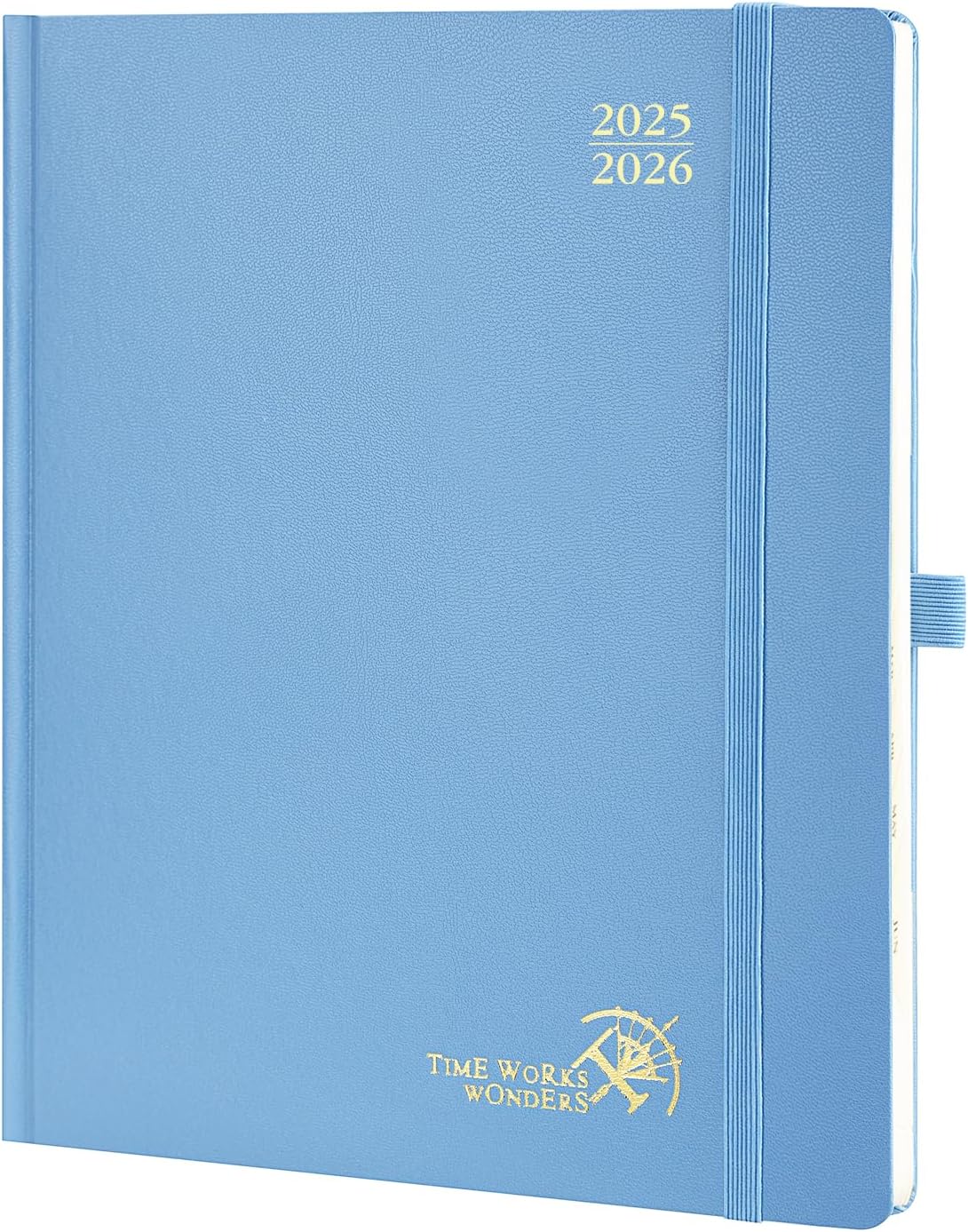 POPRUN Planner 2025-2026, Large 8.5 x 10.5 Hard Cover Academic Calendar July 25-June 26 Daily Weekly and Monthly Appointment Book with Hourly Time Slots, Monthly Tabs, 100 GSM - Haze Blue