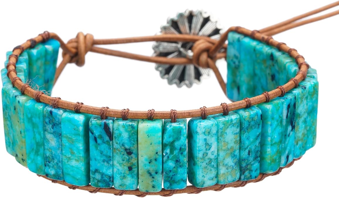 Plumiss Women Boho Handmade Natural Stone Crystal Leather Bead Wrap Bracelets Collection