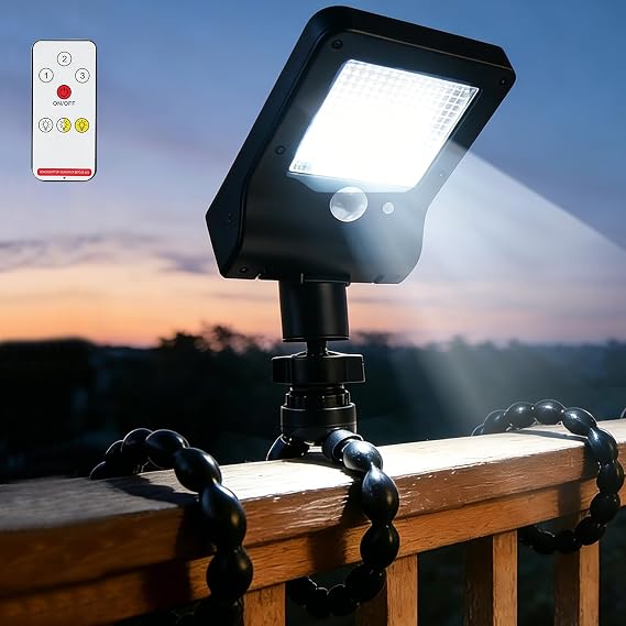 Solar Lights Outdoor with Octopus Mount - Motion Sensor Outdoor Lights with Remote Control Outdoor Solar Garden Lights, Outdoor Security Lights for Deck Fence Garden Camping Patio
