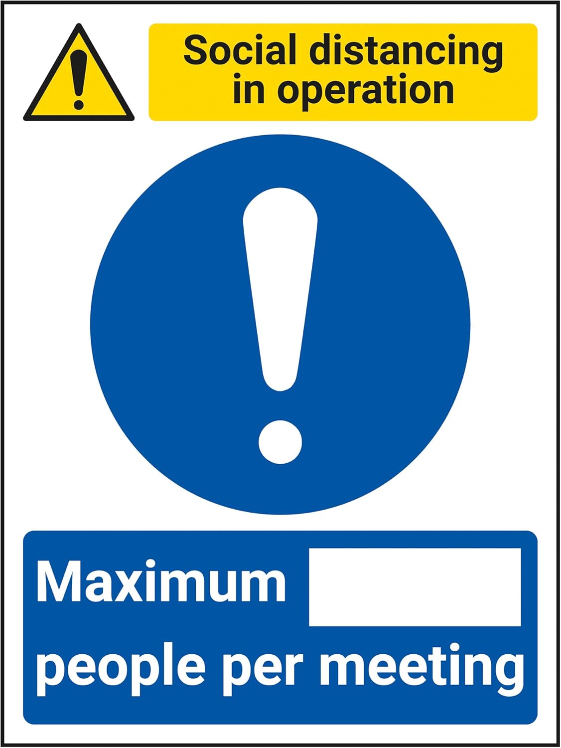 V Safety SD In Operation - Max People Per Meeting - 150mm x 200mm - 1mm Rigid Plastic