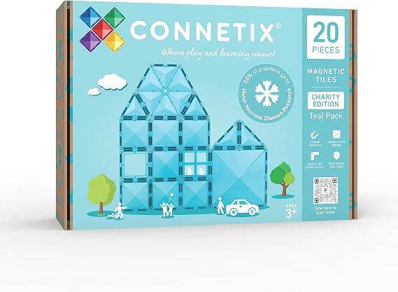 CONNETIX Magnetic Tiles Charity Edition Teal Pack, 20 Pieces