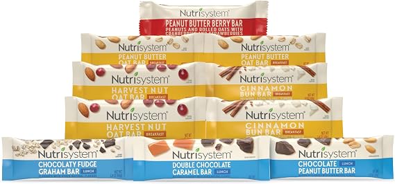 Nutrisystem Breakfast and Lunch Bar Variety Pack, Helps Support Weight Loss - 10 Count