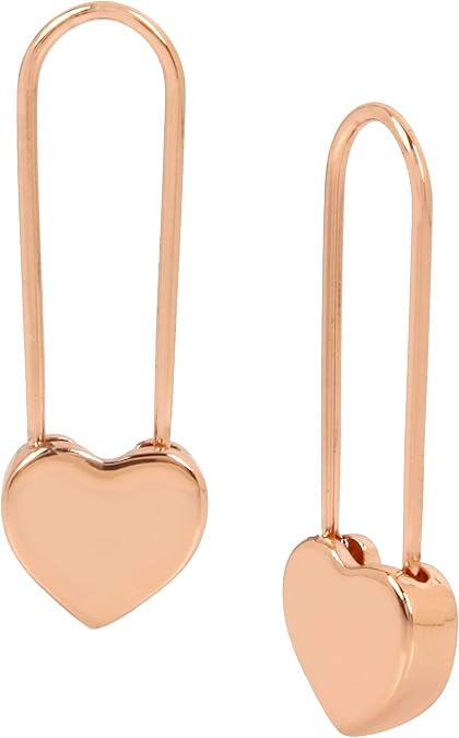 Betsey Johnson Rose Gold Heart Safety Pin Earrings