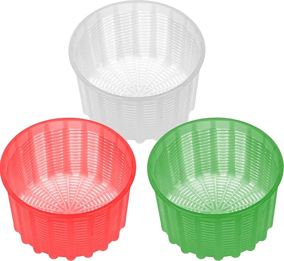 Cheese Making Mold - Plastic Ricotta Basket 3 Pcs - Form Mold for Feta, Camembert, Ricotta, 20 oz