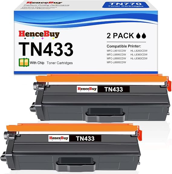 TN433 Compatible Toner Cartridges for Brother TN433 TN431 | TN433 Black Toner Cartridge with HL L8360CDW L8260CDW L9310CDW MFC L8900CDW L8610CDW L8690CDW L9570CDW L8905CDW,2Pack