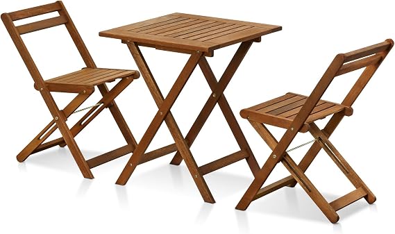 Furinno TIOMAN Outdoor Dining Set, Slatted Hardwood, Natural