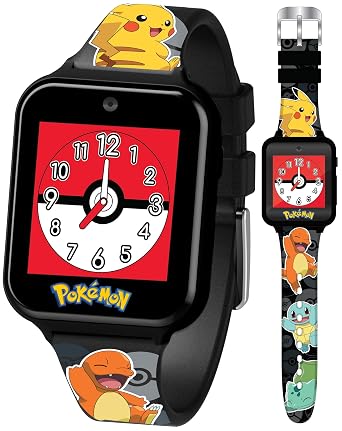 Pokemon Interactive Kids Smartwatch Touchscreen Watch with Games, Camera, Voice Recorder, Step Tracker, Alarm & Timer 10 Pokemon Watch Faces, USB Rechargeable Fits Wrists 5.5" to 8"