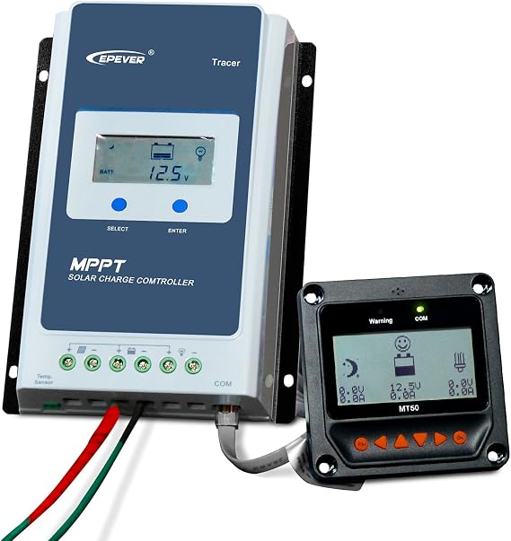 EPEVER Tracer4210AN 40A Solar Charge Controller 100V PV Negative Grounded Solar Regulator with LCD Display+ Remote Display MT50