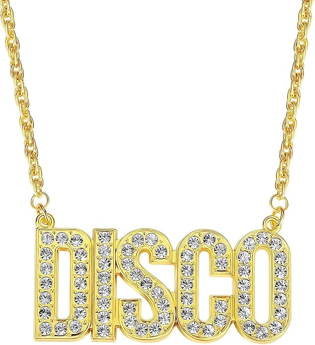 Disco Necklace 70s Party Chain Jewelry Metal Costume Gold Chain for men Disco Accessories for Women