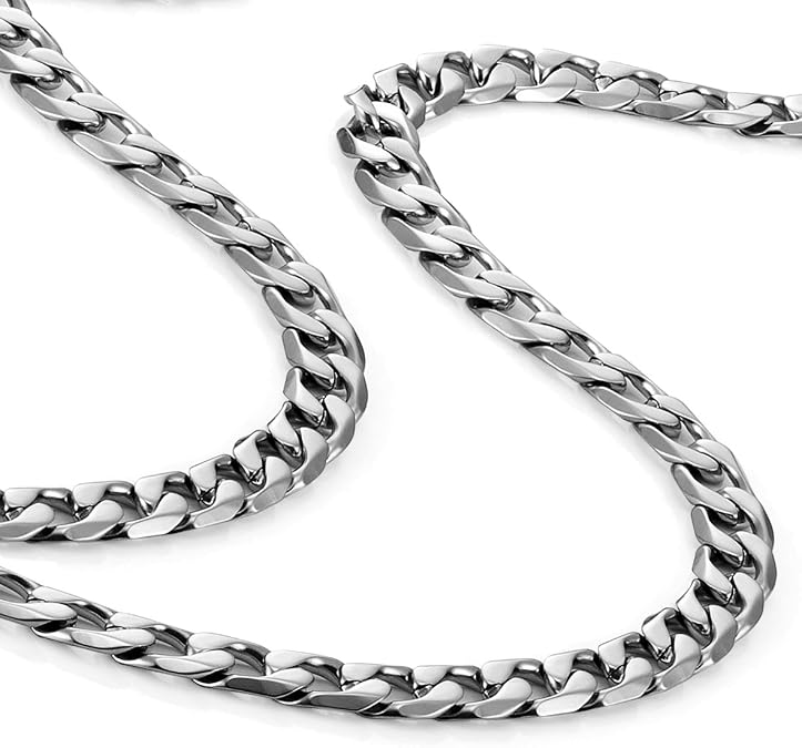Urban Jewelry Mens 316L Stainless Steel Cuban Chain Necklace Sleek Chain