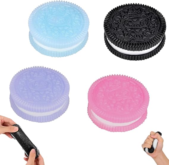 4 Pcs Taba Squishy, Fufu Squishy, New Biscuit Shape Squishes Toy,Pinching Sandwich Simulation,Ultra-Soft Decompression Venting Toy,Sensory Fidget Toys