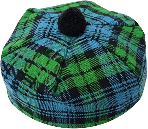 HAAUR Scottish Tammy Hat Traditional Kilt Tam o' Shatner Acrylic Wool Flat Bonnet Various Tartans with Pompom One Size
