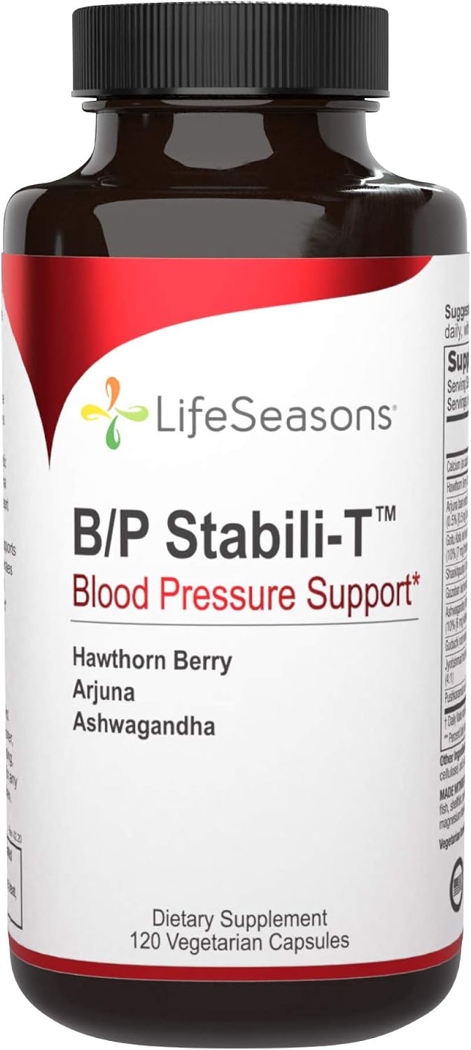 LifeSeasons B/P Stabili-T - Blood Pressure Support - Supplement for Healthy Heart & Circulation - Ashwagandha, Arjuna, Gotu Kola & Hawthorn Berry - 120 Capsules