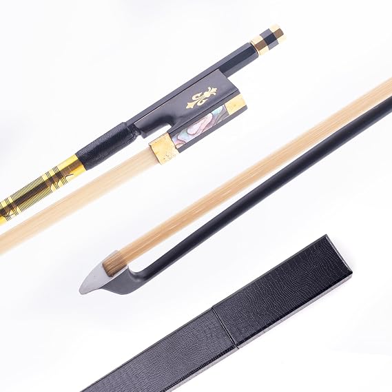 4/4 Professional Carbon Fiber Violin Bow With Case- Full Size Orchestra Bow with Mongolian Horsehair & Fleur-de-Lis Design, Pro-Grade Low-Maintenance for Professional Violinists.