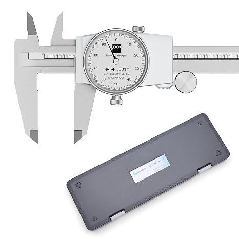 TESA Brown & Sharpe 599-579-8-1 Stainless Steel Dial Caliper, White Face, 0"-8" Range, +/-0.001" Accuracy, 0.001" Resolution, Meets DIN 862 Specifications