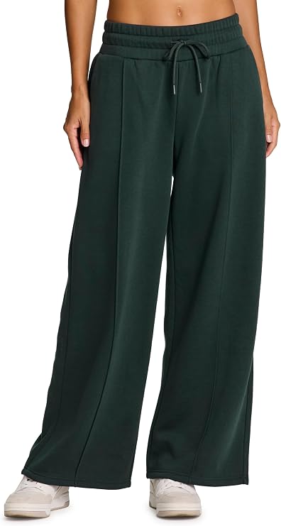 RBX Active Women's Wide Leg Sweatpants, Cotton Blend Fleece Lined Loose Fit Wide Leg Pants with Pockets Fleece Lounge Pants
